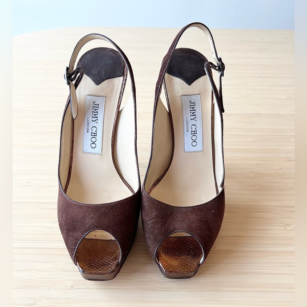 Jimmy Choo Suede Slingbacks w/ Pop of Gold